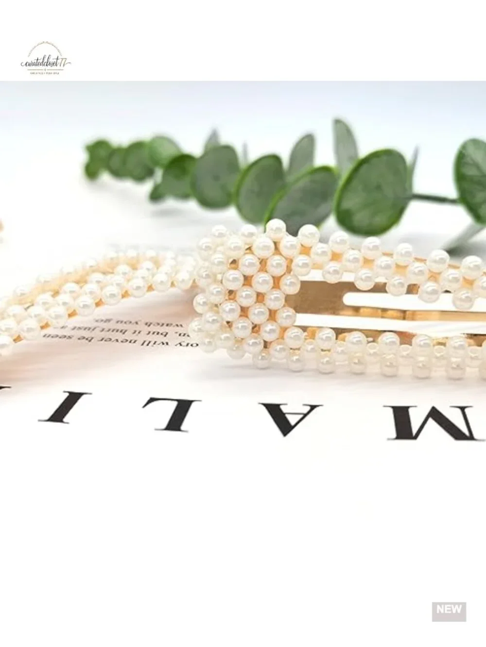 2pcs Pearl Snap Hair Clips for Women - Large Hair Barrettes for Wedding Party